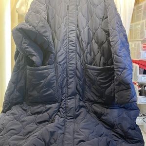 Amazon dark blue coat with hood new with tags pockets zip or snap  warm size 7x